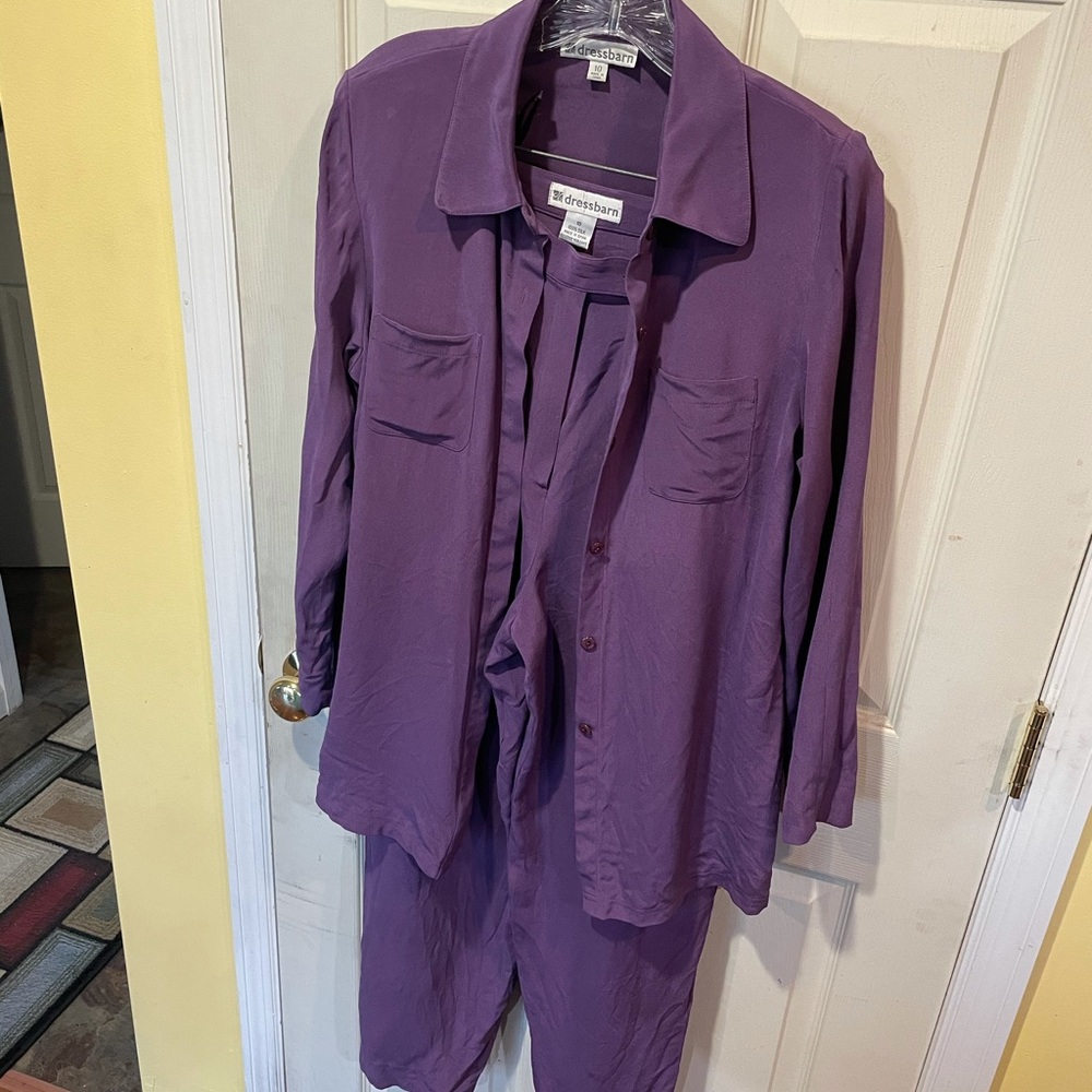 3pc silk pantsuit- purple size 10